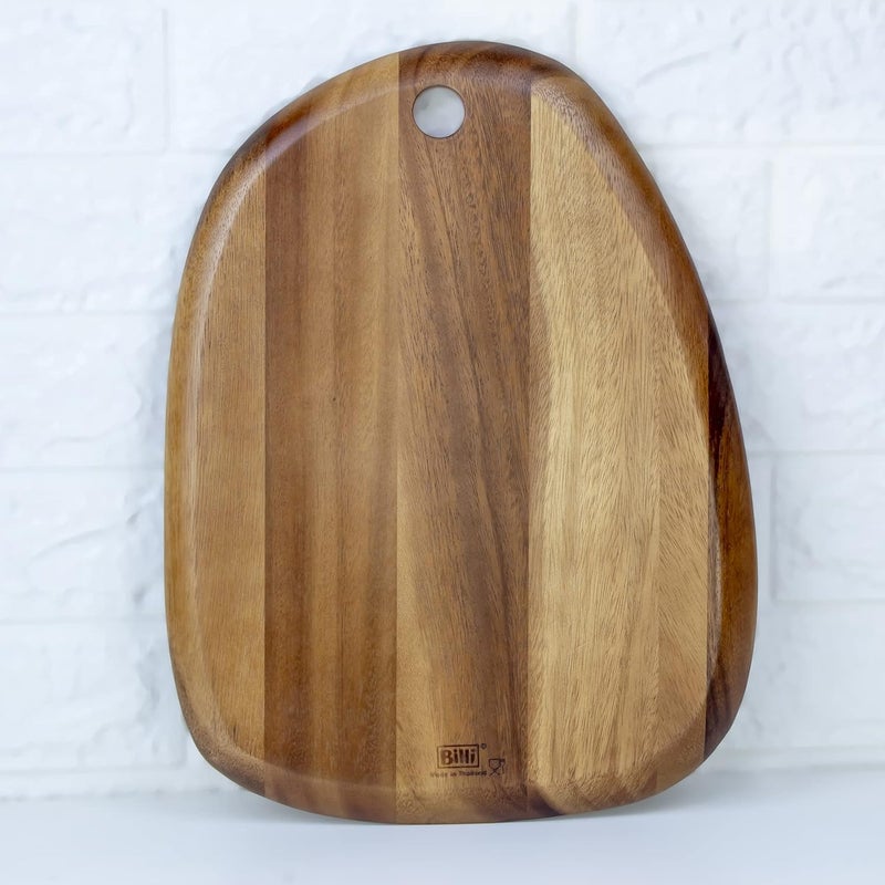BILLI Pebble Shaped Acacia Cutting Board, Serving 33x24 cm (Natural Acacia) - Image 5